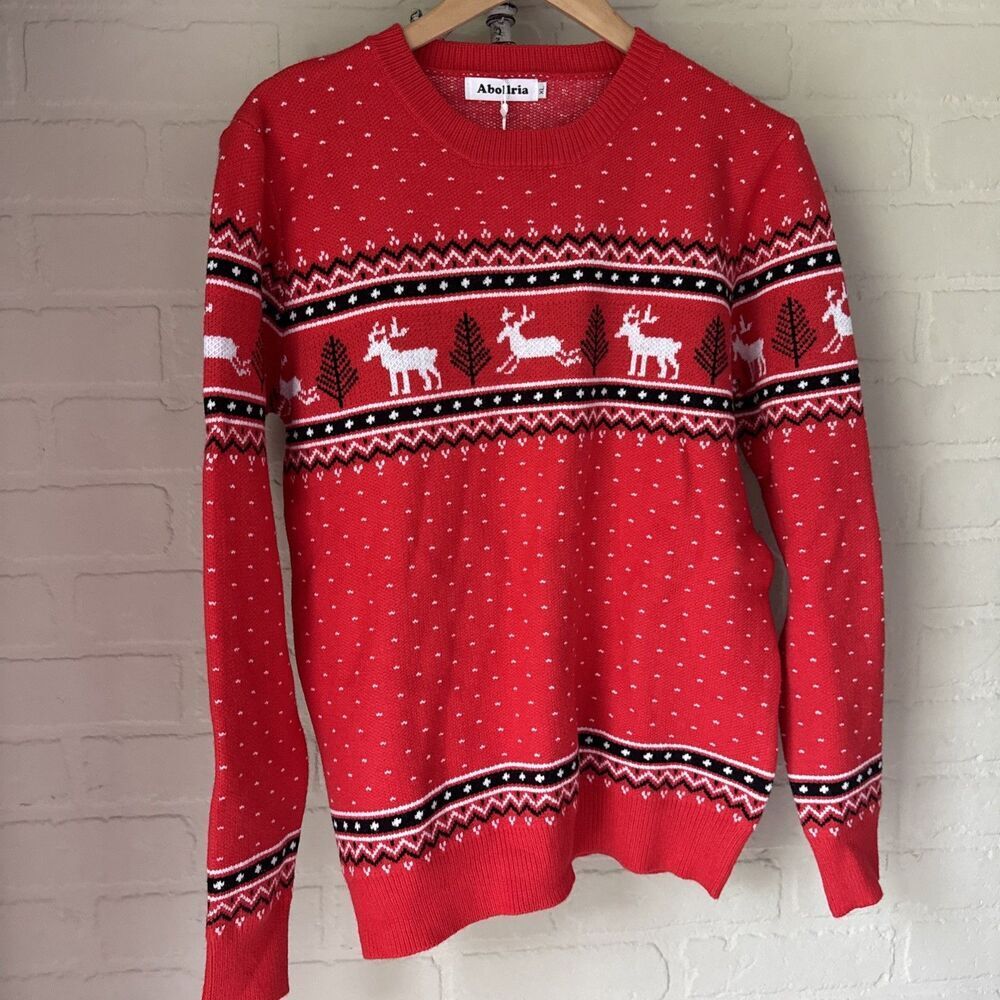 Reindeer Sweater Winter knit Christmas Soft Abollria Brand Xl NEW
